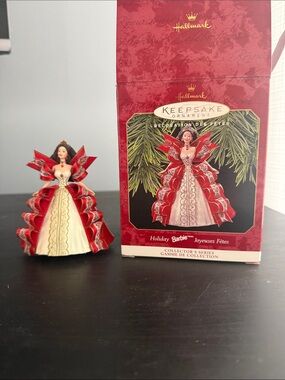 Hallmark Holiday Barbie Ornament - Red and Cream Gown
